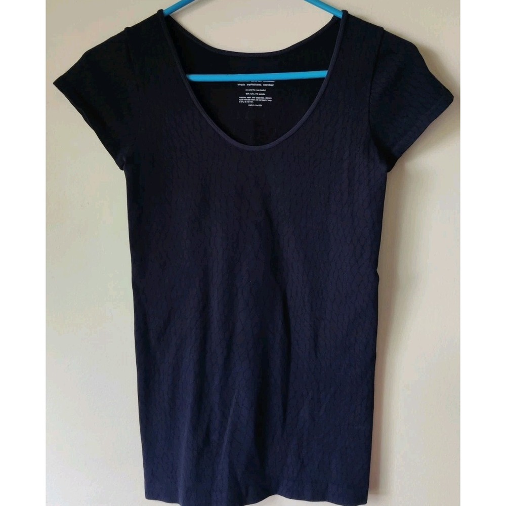 Tees by Tina T-Shirt Short Sleeve Round Neck Navy Blue One Size Fits Most‎